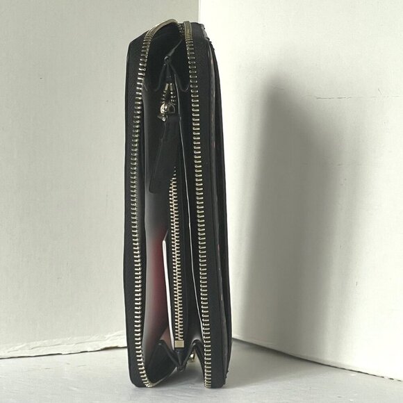 Kate Spade Sylvia Pink Floral Slim Wallet Womens Black Saffiano Zip Around - Picture 7 of 10